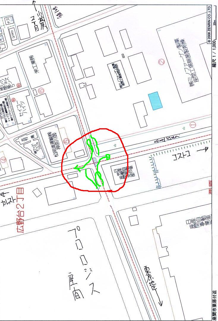 市道16号右折車拡張地図