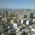 サンフランシスコカストロ地区と市庁舎横にオペラハウス 黄色枠ぺらハウス　オレンジ枠市庁舎